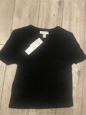 NWT Topshop petite Black Short Sleeve Crewneck Tee